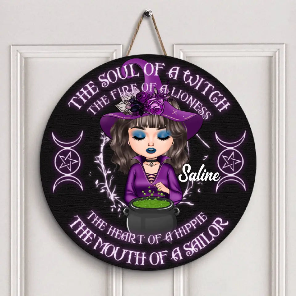 Personalized Door Sign - Gift For Wiccan - The Soul Of A Witch