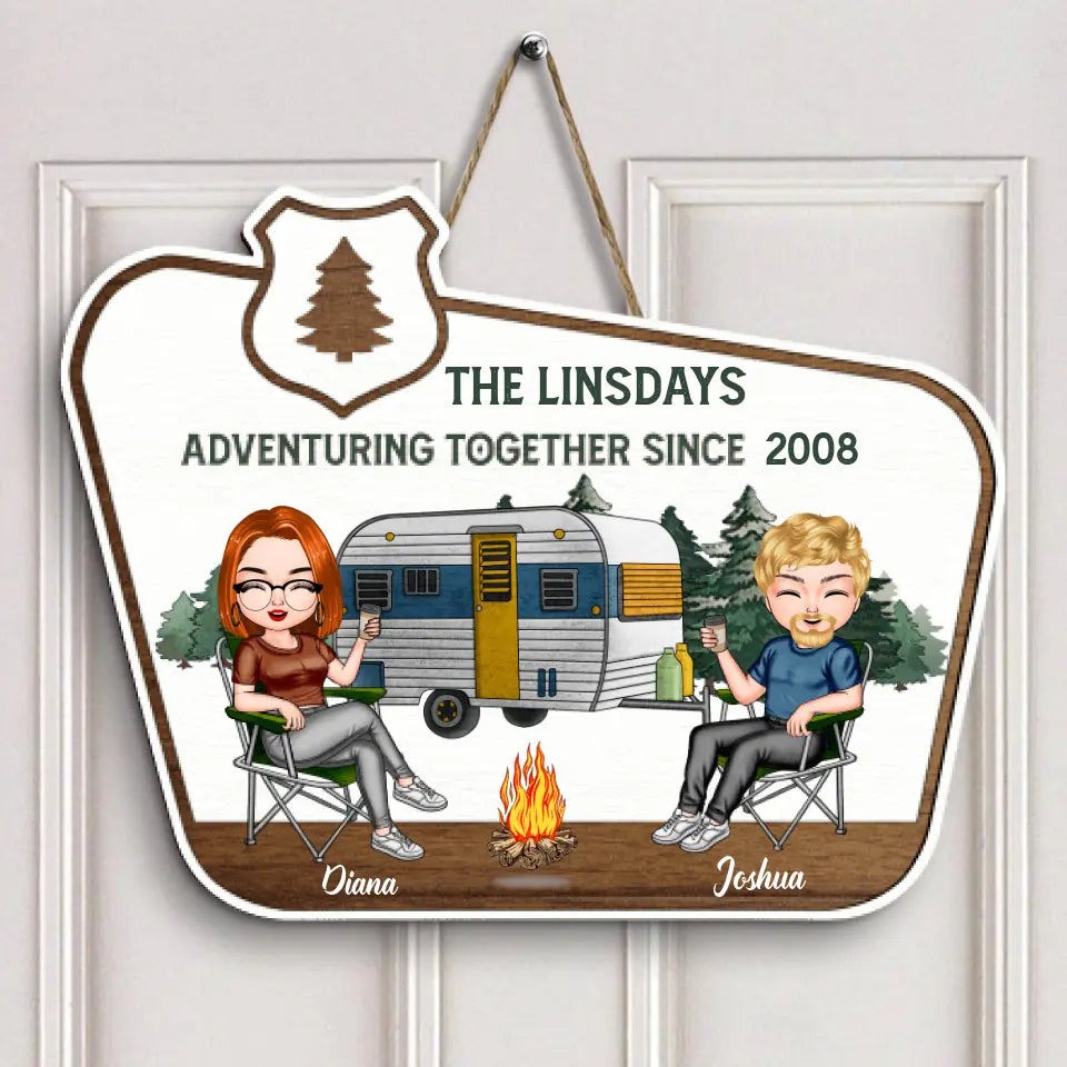 Personalized Door Sign - Gift For Camping Lover - Adventuring Together