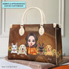 Vintage Pet Mom - Personalized Custom Leather Bag - Fall Gift For Dog Lover, Dog Mom, Cat Lover, Cat Mom, Pet Lover, Pet Owner