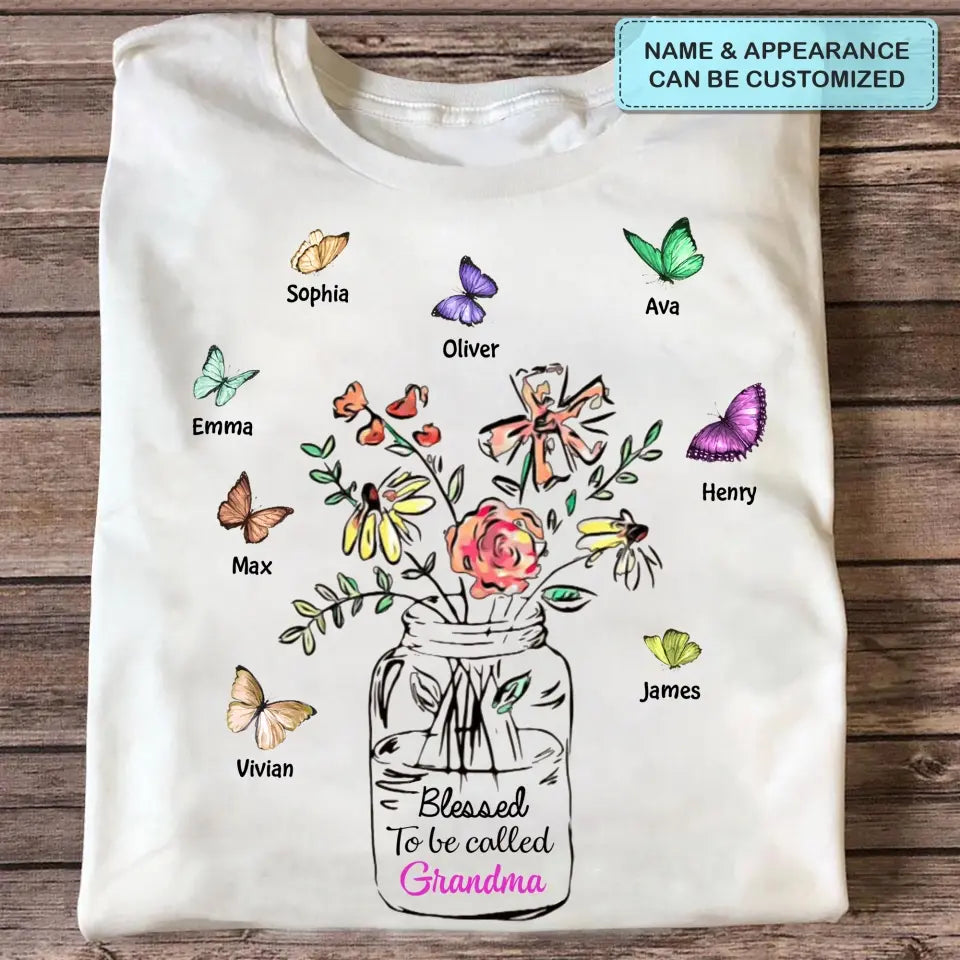 Personalized Custom T-shirt - Mother's Day Gift For Grandma - Blessed To Be Called Grandma Flower