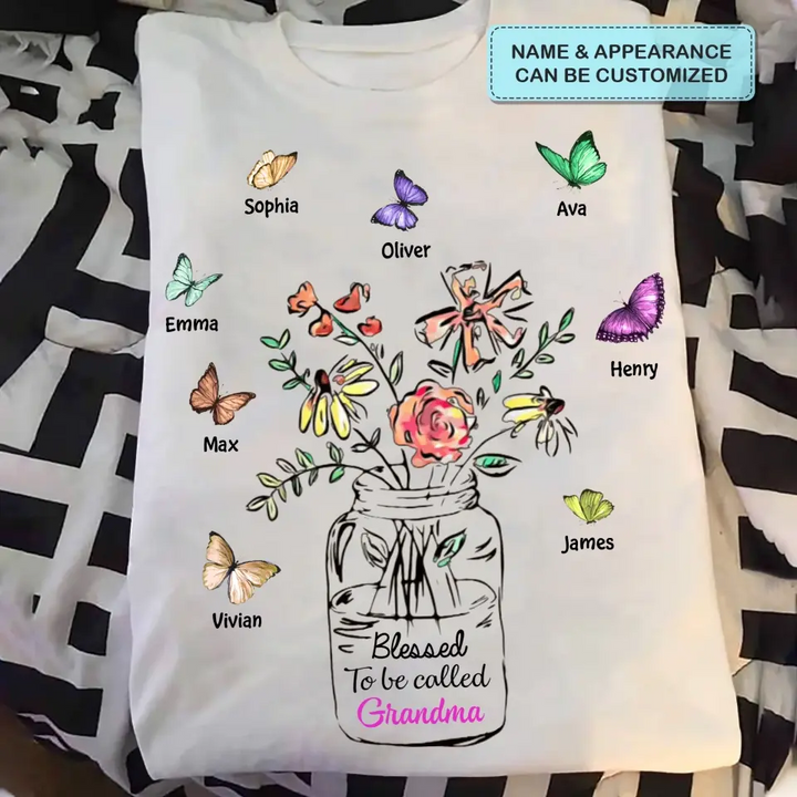 Personalized Custom T-shirt - Mother's Day Gift For Grandma - Blessed To Be Called Grandma Flower
