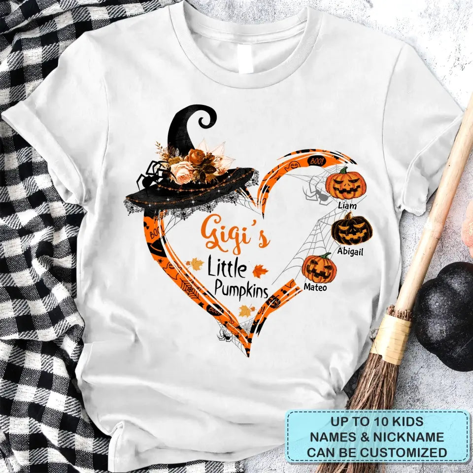 Personalized Custom T-shirt - Halloween Gift For Grandma, Mom - Nana's Little Pumpkin