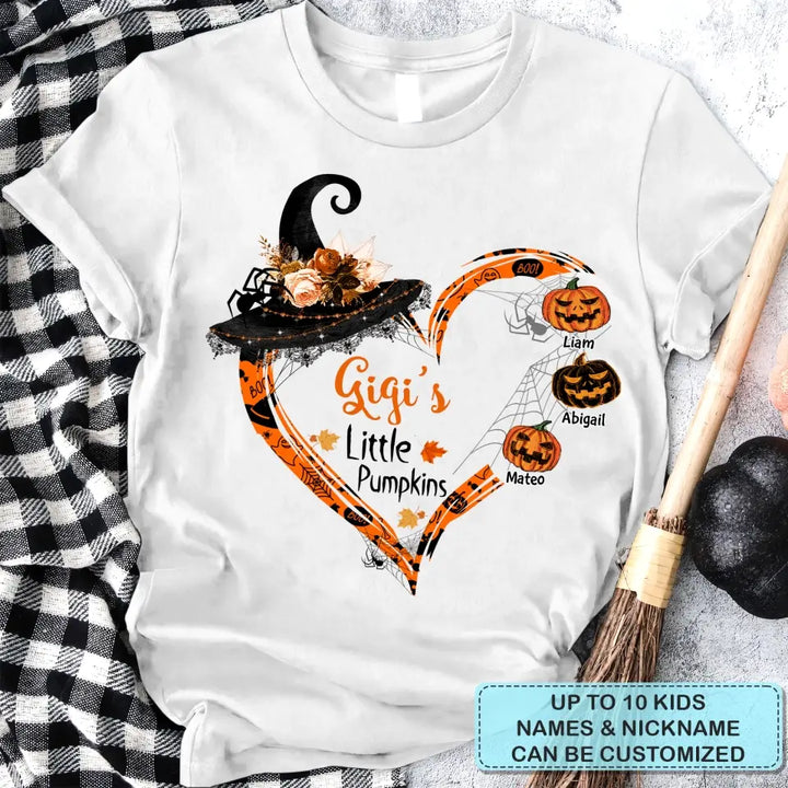 Personalized Custom T-shirt - Halloween Gift For Grandma, Mom - Nana's Little Pumpkin