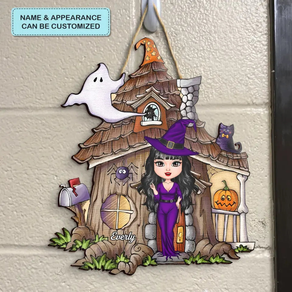 Personalized Custom Door Sign - Halloween Gift For Friends, Family Members - Witch Welcome To My House