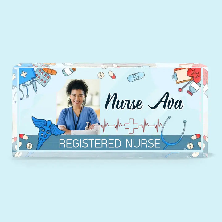 Personalized Custom Desk Plate - Nurse's Day, Appreciation Gift For Nurse, Doctor - Welcome To My Office  Desk Plate Custom Photo