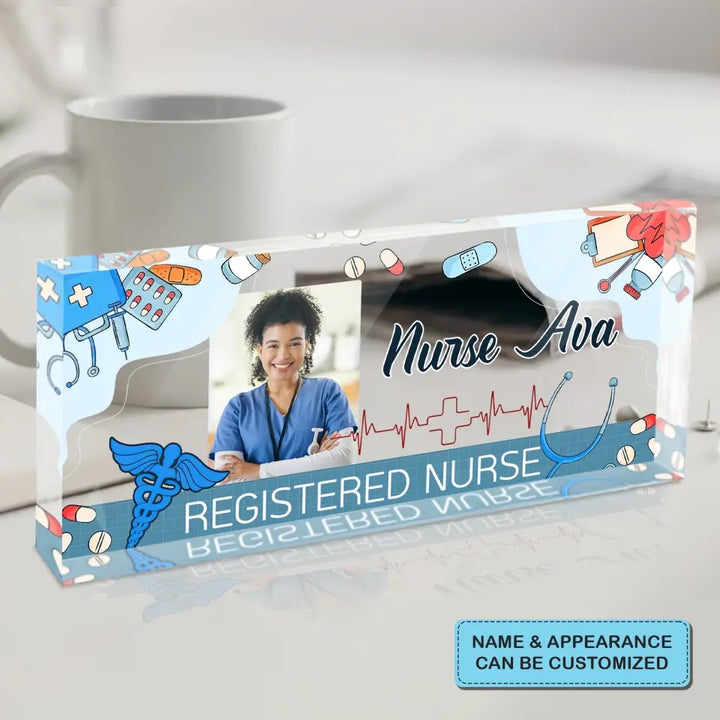 Personalized Custom Desk Plate - Nurse's Day, Appreciation Gift For Nurse, Doctor - Welcome To My Office  Desk Plate Custom Photo