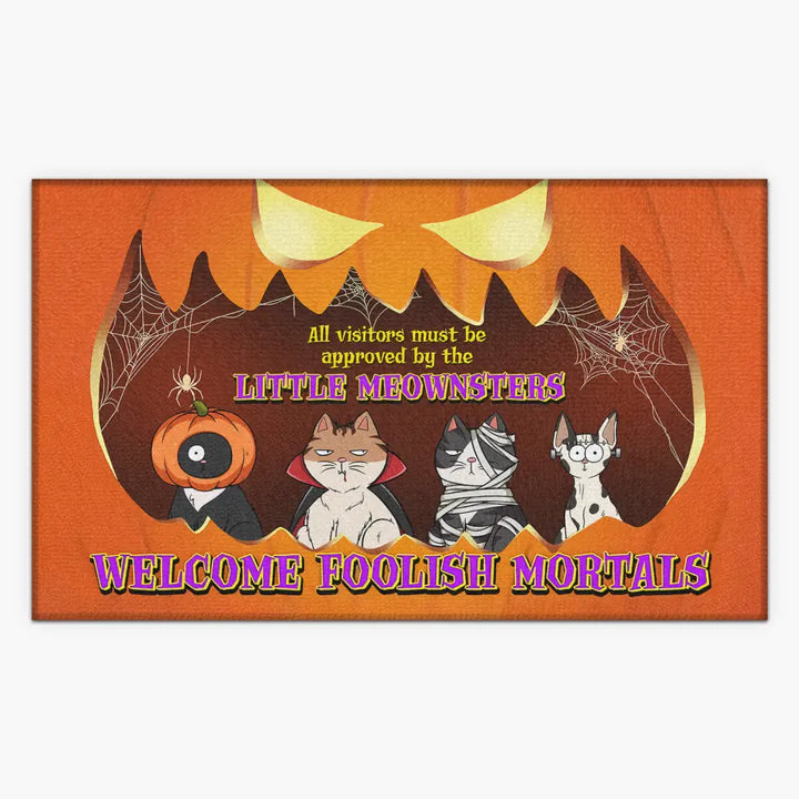 Personalized Custom Doormat - Halloween Gift For Cat Lover, Cat Mom, Cat Dad, Cat Owner - All Visitors Must Be Approved By The Little Meownsters