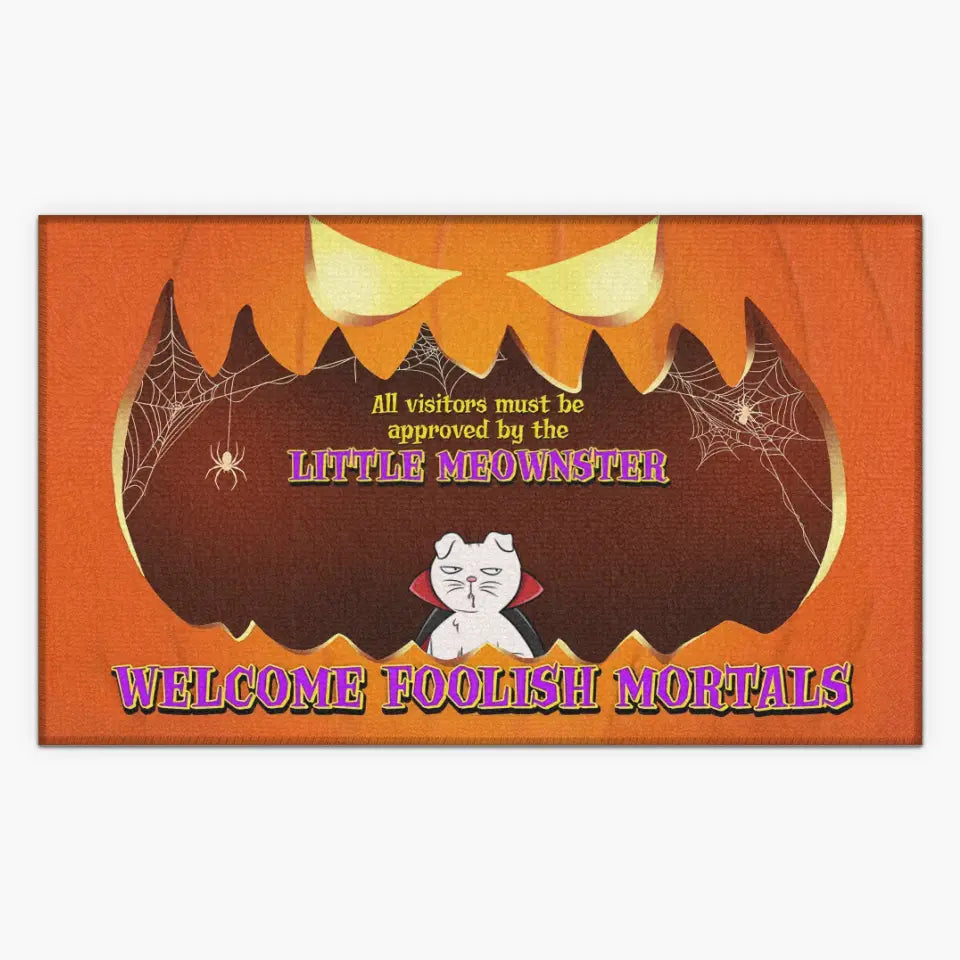 Personalized Custom Doormat - Halloween Gift For Cat Lover, Cat Mom, Cat Dad, Cat Owner - All Visitors Must Be Approved By The Little Meownsters