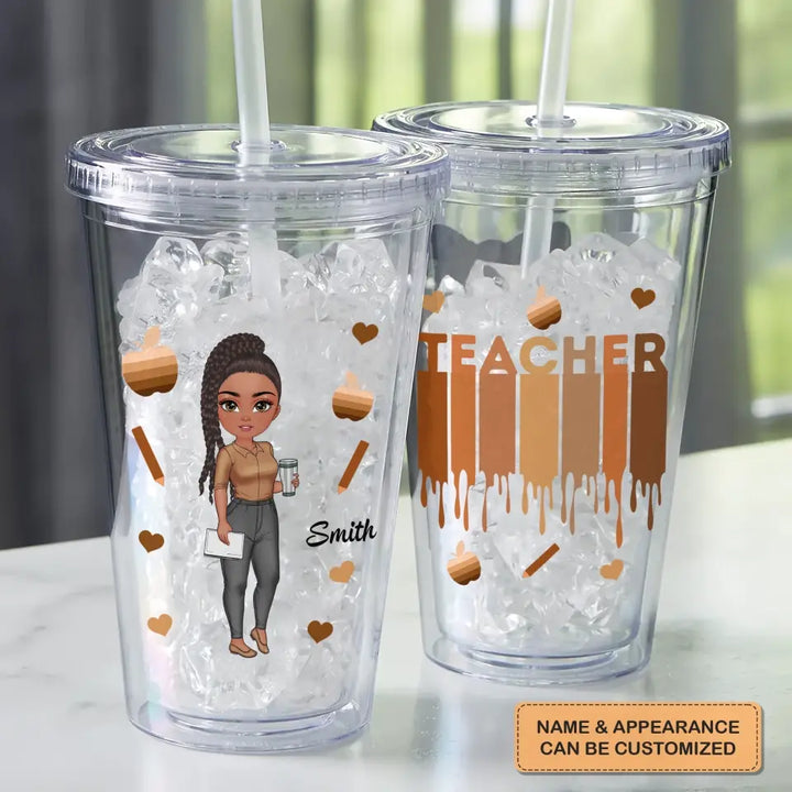 Personalized Custom Acrylic Tumbler - Teacher's Day, Appreciation Gift For Teacher - Love Teacher Life
