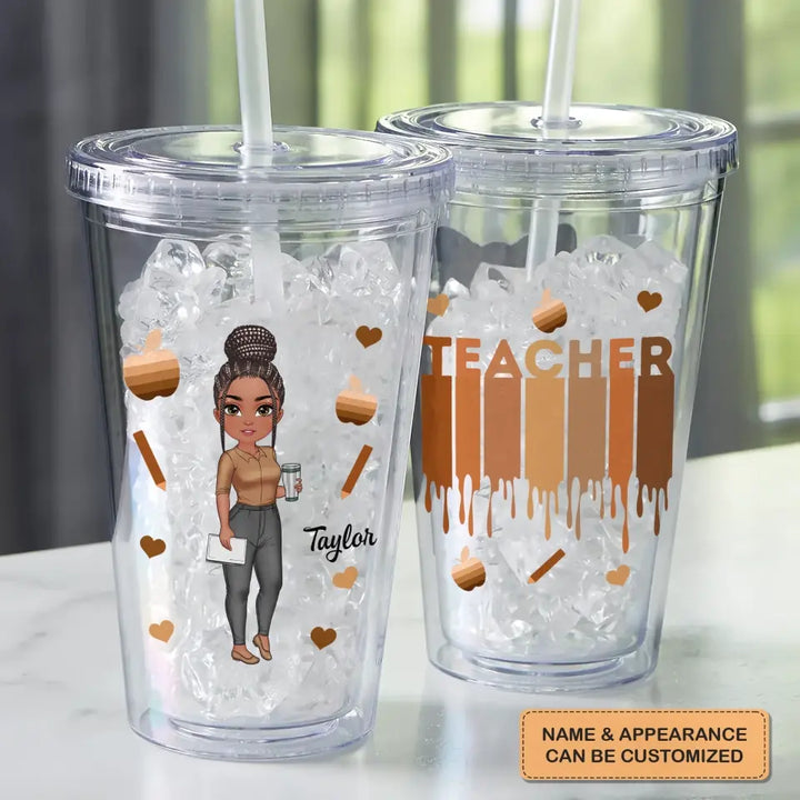 Personalized Custom Acrylic Tumbler - Teacher's Day, Appreciation Gift For Teacher - Love Teacher Life