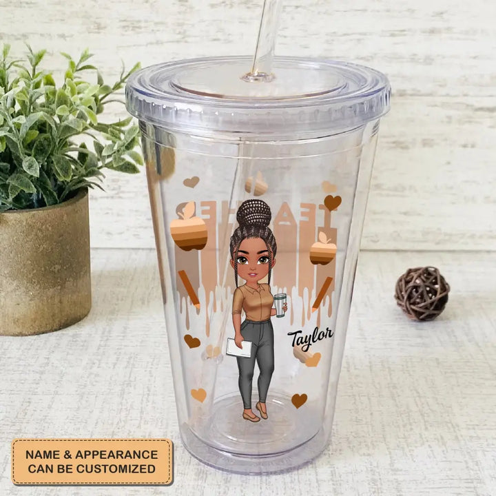 Personalized Custom Acrylic Tumbler - Teacher's Day, Appreciation Gift For Teacher - Love Teacher Life