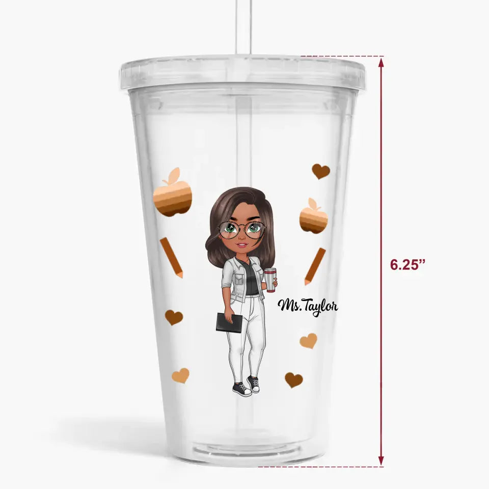 Personalized Custom Acrylic Tumbler - Teacher's Day, Appreciation Gift For Teacher - Love Teacher Life