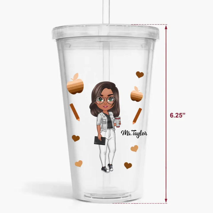 Personalized Custom Acrylic Tumbler - Teacher's Day, Appreciation Gift For Teacher - Love Teacher Life