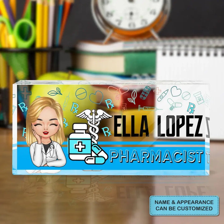Personalized Custom Desk Plate - Gift For Pharmacist - Pharmacist Medicine