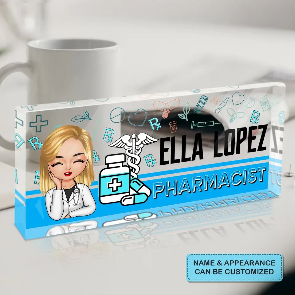 Personalized Custom Desk Plate - Gift For Pharmacist - Pharmacist Medicine