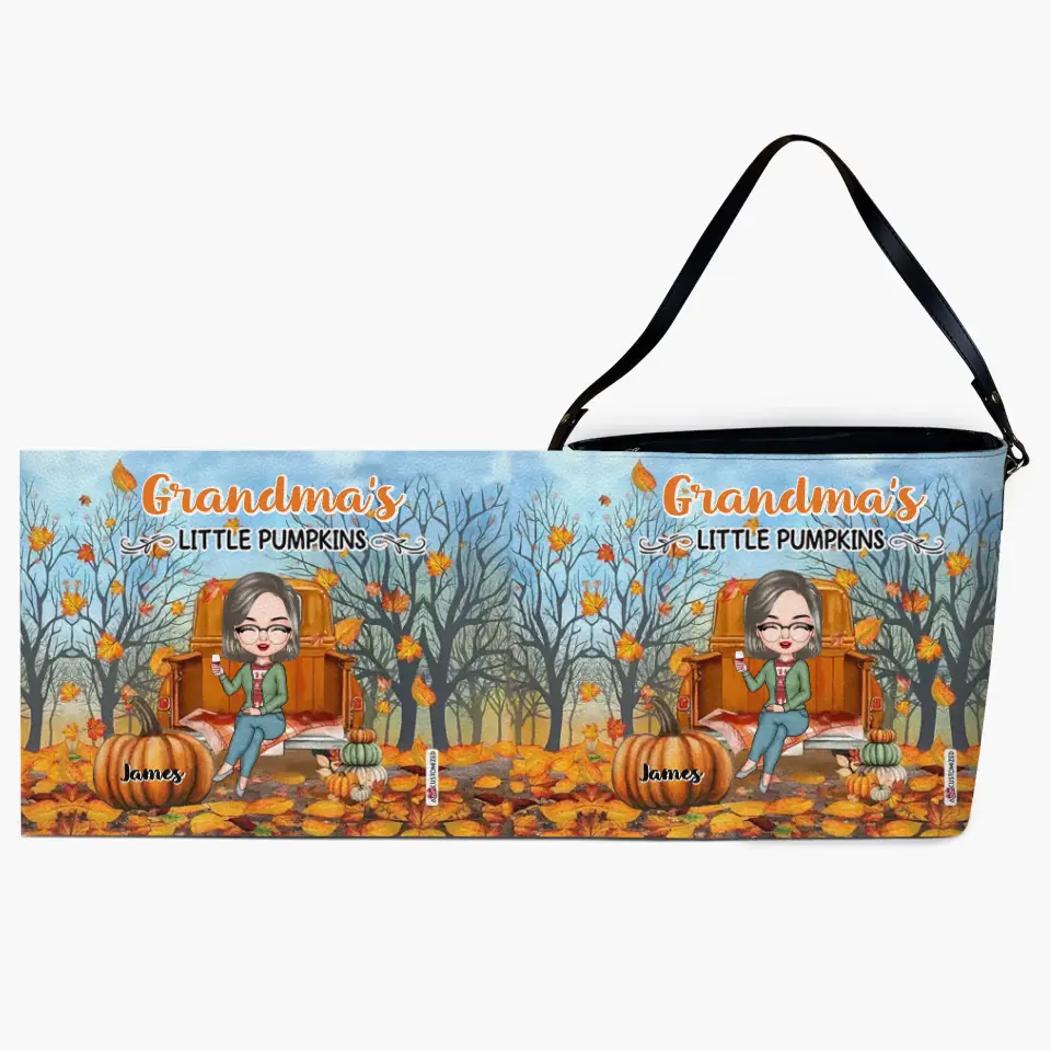 Personalized Custom Leather Tote Bag - Mother's Day, Fall Gift For Grandma, Mom - Grandma's Little Pumpkins