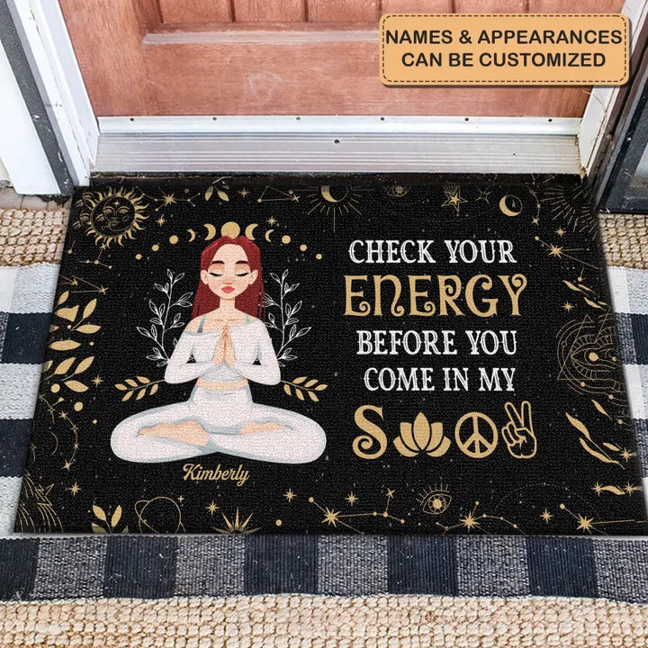 Personalized Custom Doormat - Home Decor Gift For Yoga Lover - Check Your Energy Before You Come In My Space