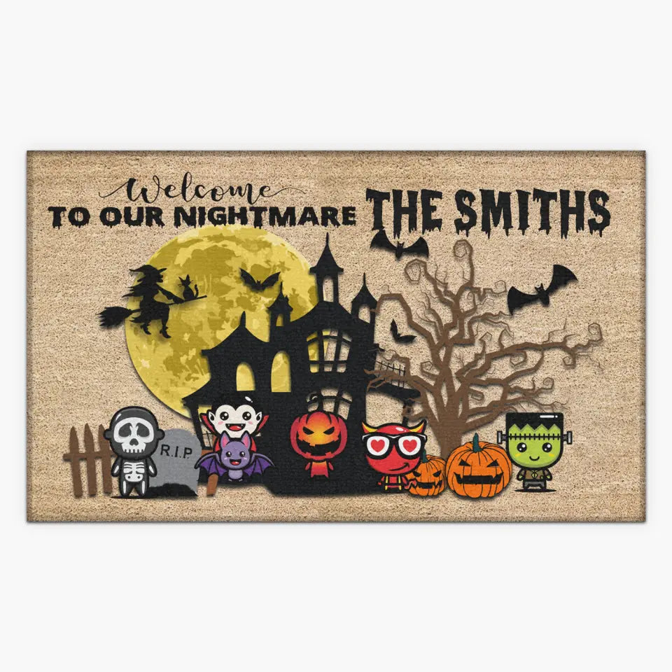 Personalized Custom Doormat - Halloween Gift For Mom, Dad, Family Member - Welcome To Our Nightmare