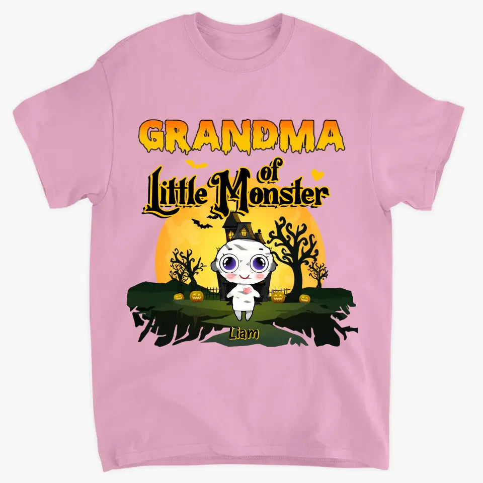 Personalized Custom T-shirt - Halloween Gift For Grandma, Mom, Grandpa, Dad, Uncle, Aunt - Grandma Of Little Monsters