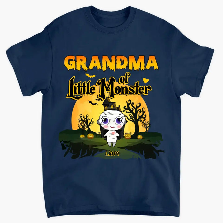 Personalized Custom T-shirt - Halloween Gift For Grandma, Mom, Grandpa, Dad, Uncle, Aunt - Grandma Of Little Monsters