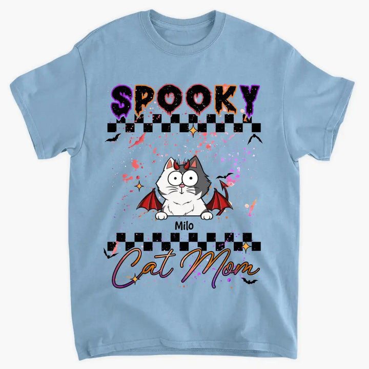 Personalized Custom T-shirt - Halloween Gift For Cat Mom, Cat Lover - Spooky Cat Mom
