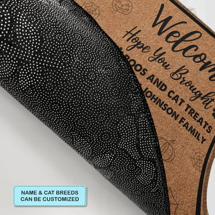 Personalized Custom Doormat - Halloween Gift For Cat Lover, Cat Dad, Cat Mom - Hope You Brought Boos And Cat Treats