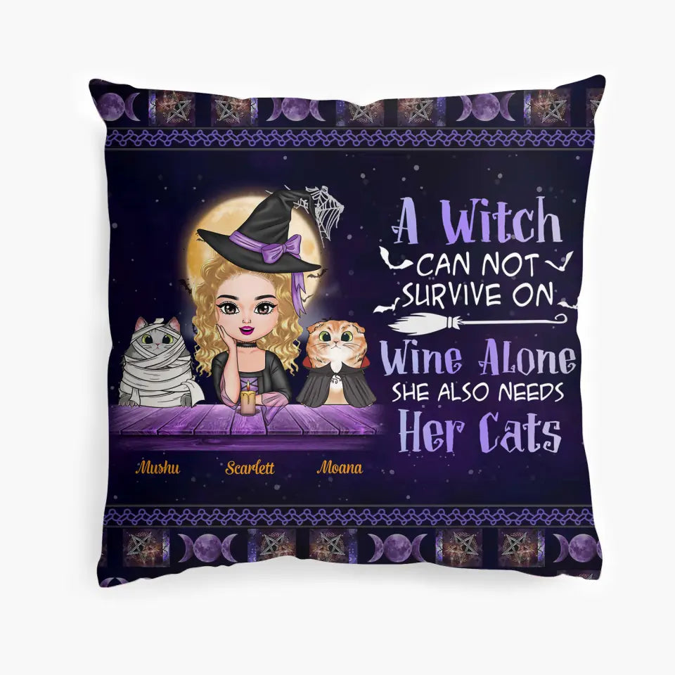 Personalized Pillowcase - Halloween Gift For Cat Lover - A Witch Needs Her Cats