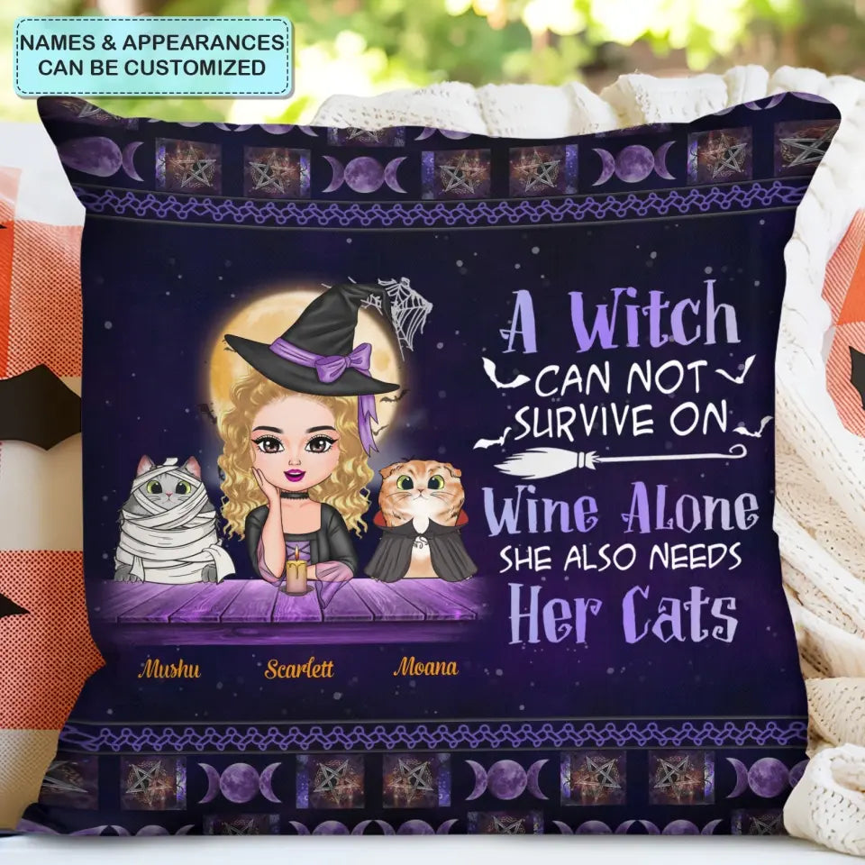 Personalized Pillowcase - Halloween Gift For Cat Lover - A Witch Needs Her Cats