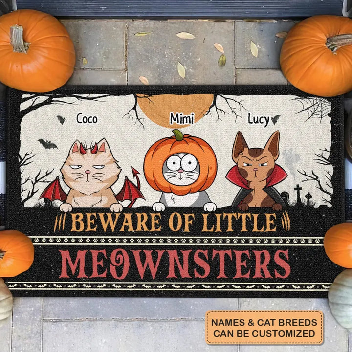 Personalized Custom Doormat - Halloween Gift For Cat Lover, Cat Dad, Cat Mom - Mother Of Meownsters