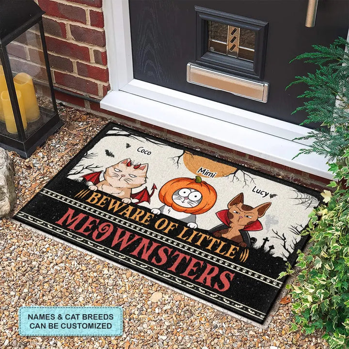 Personalized Custom Doormat - Halloween Gift For Cat Lover, Cat Dad, Cat Mom - Mother Of Meownsters