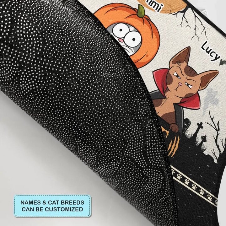 Personalized Custom Doormat - Halloween Gift For Cat Lover, Cat Dad, Cat Mom - Mother Of Meownsters
