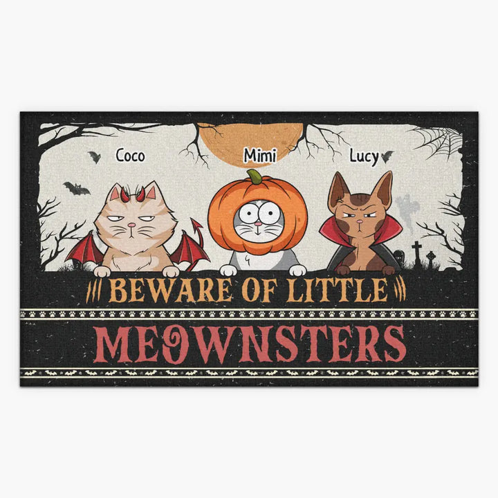 Personalized Custom Doormat - Halloween Gift For Cat Lover, Cat Dad, Cat Mom - Mother Of Meownsters