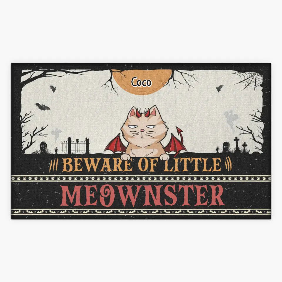 Personalized Custom Doormat - Halloween Gift For Cat Lover, Cat Dad, Cat Mom - Mother Of Meownsters
