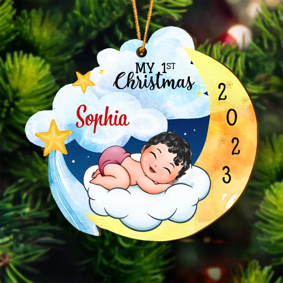 My Baby's First Christmas - Personalized Custom Wood Ornament - Christmas Gift For Family Members