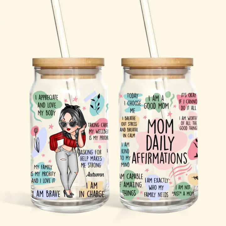 Personalized Custom Glass Can - Mother's Day, Birthday Gift For Mom, Grandma - Mom Daily Affirmations