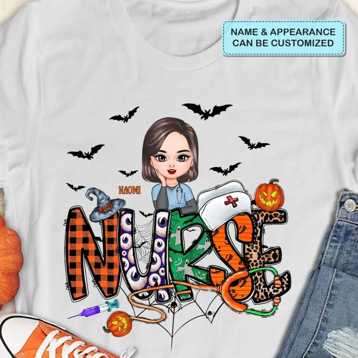 Personalized Custom T-shirt - Halloween, Appreciation Gift For Nurse, Doctor - Halloween Nurse