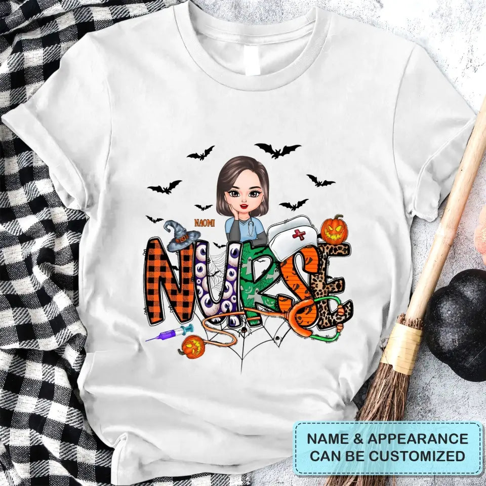 Personalized Custom T-shirt - Halloween, Appreciation Gift For Nurse, Doctor - Halloween Nurse