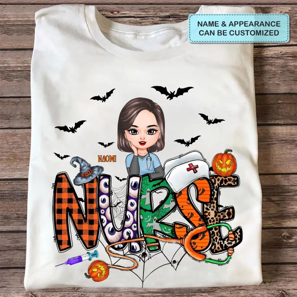 Personalized Custom T-shirt - Halloween, Appreciation Gift For Nurse, Doctor - Halloween Nurse