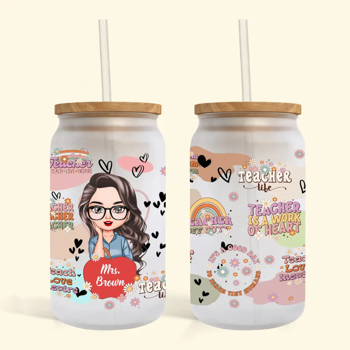 Personalized Custom Glass Can - Teacher's Day, Appreciation Gift For Teacher - Teacher Life