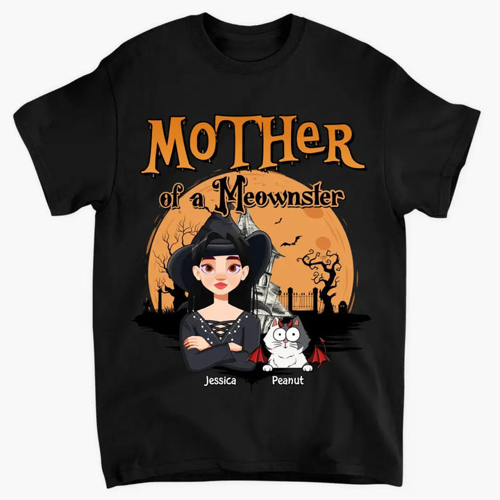 Personalized Custom T-shirt - Halloween Gift For Cat Mom, Cat Lover - Mother Of Meownsters