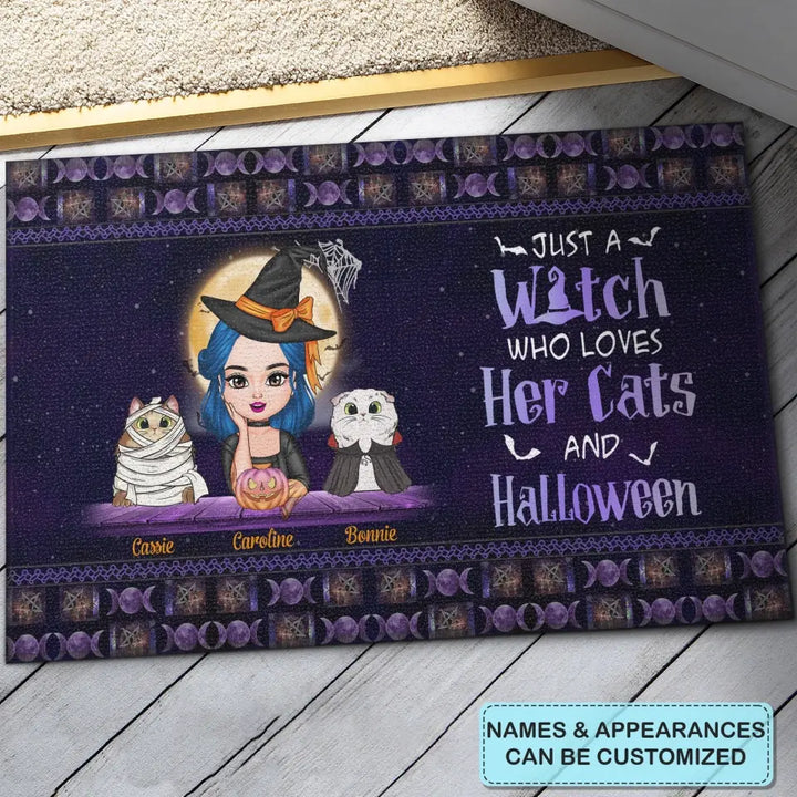 Personalized Custom Doormat - Halloween Gift For Cat Mom, Cat Lover, Cat Owner - A Witch Needs Her Cats