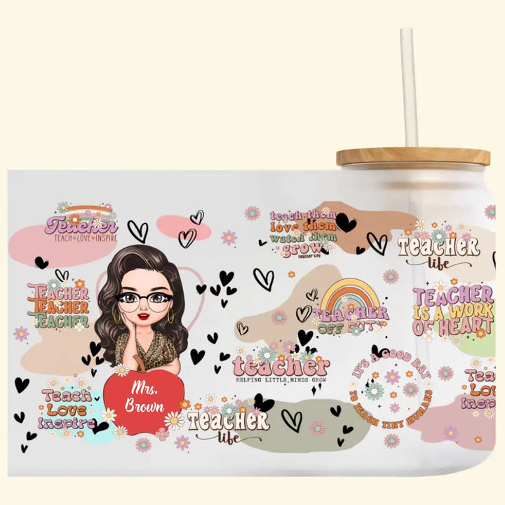Personalized Custom Glass Can - Teacher's Day, Appreciation Gift For Teacher - Teacher Life