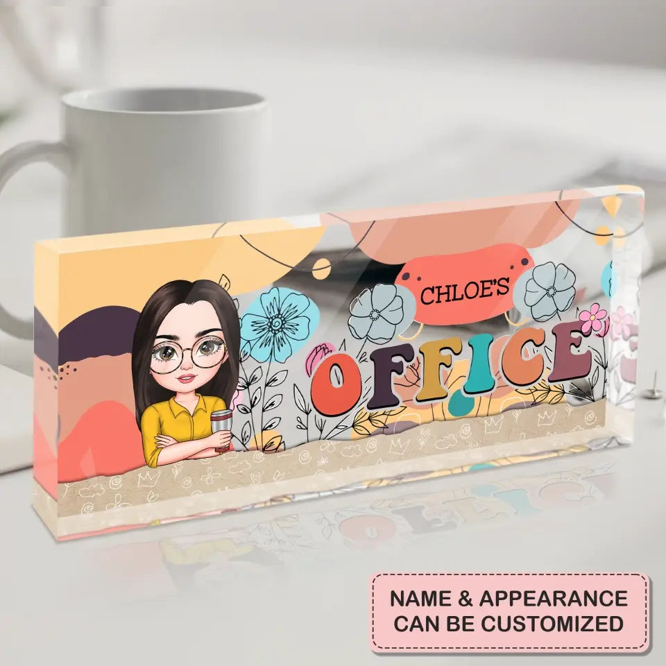 Personalized Custom Desk Plate - Office Decor, Birthday Gift For Office Staff - This Is My Office