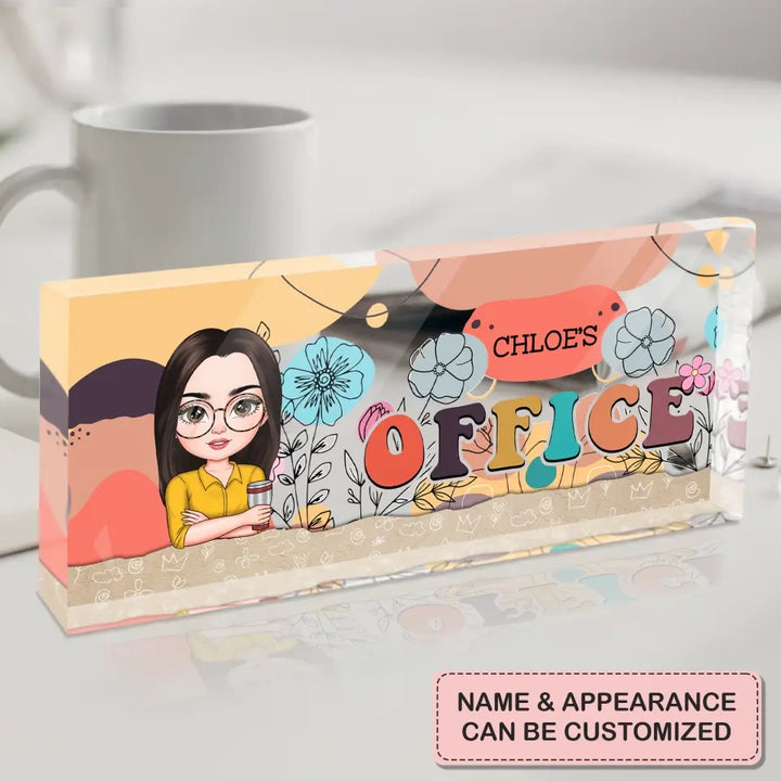 Personalized Custom Desk Plate - Office Decor, Birthday Gift For Office Staff - This Is My Office