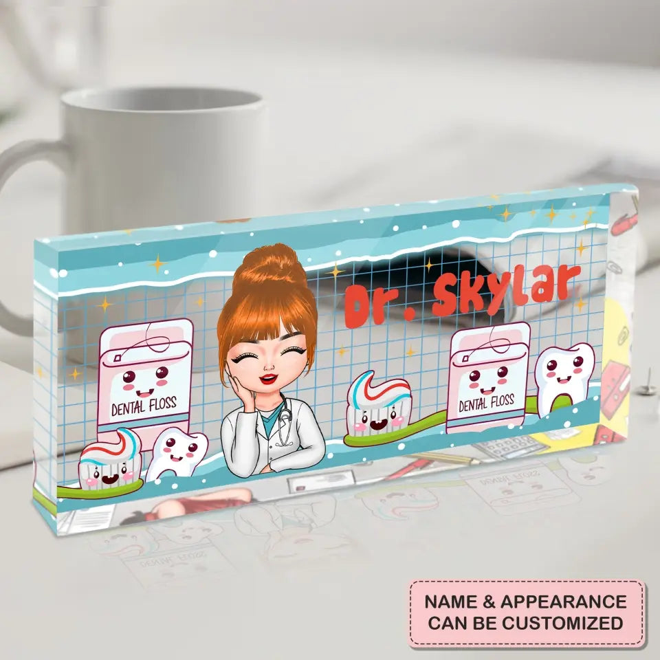 Personalized Custom Desk Plate - Office Decor For Dentist, Dental Assistant - Dental Floss
