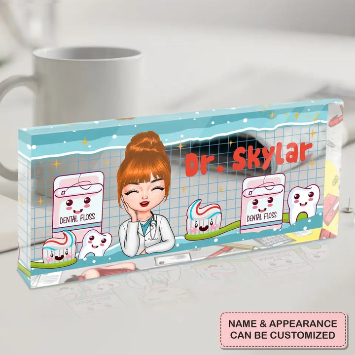 Personalized Custom Desk Plate - Office Decor For Dentist, Dental Assistant - Dental Floss