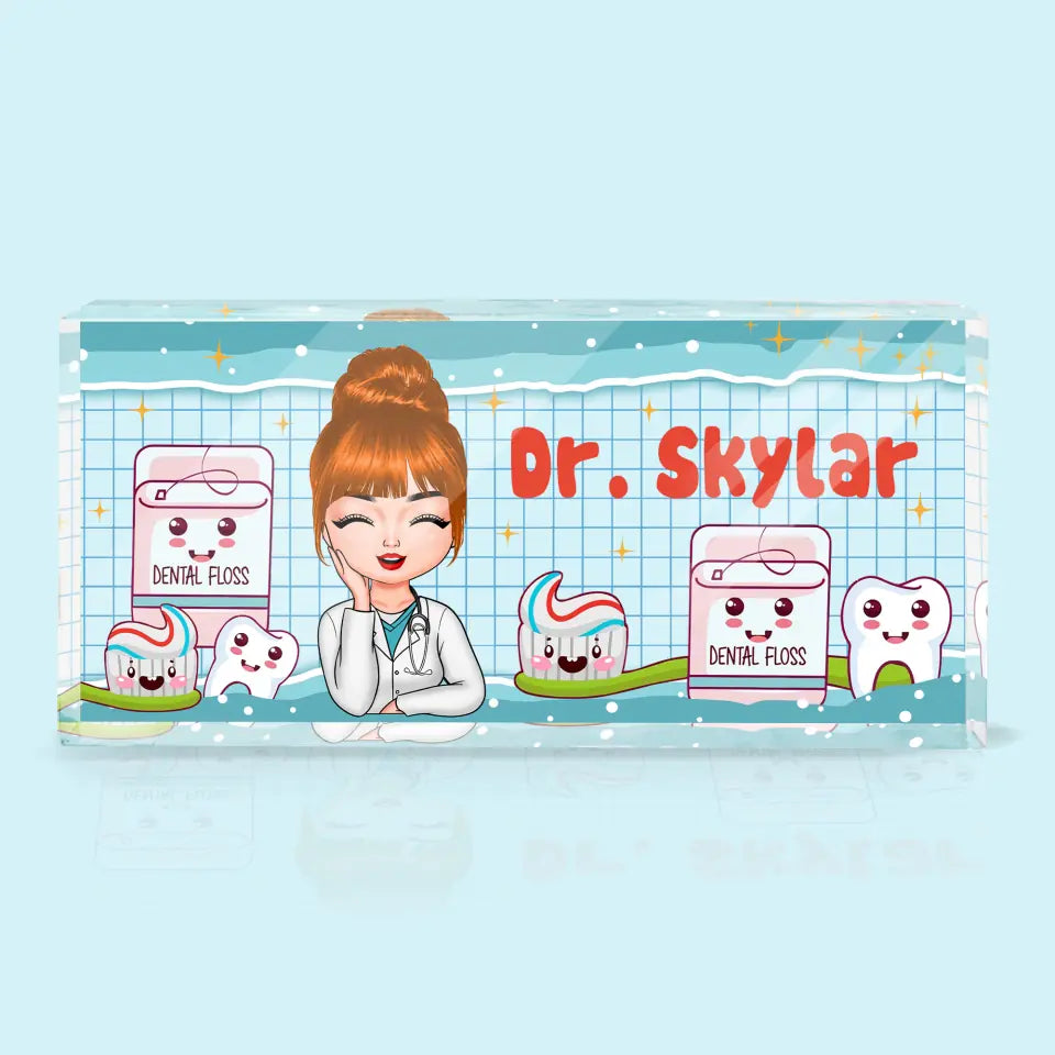 Personalized Custom Desk Plate - Office Decor For Dentist, Dental Assistant - Dental Floss