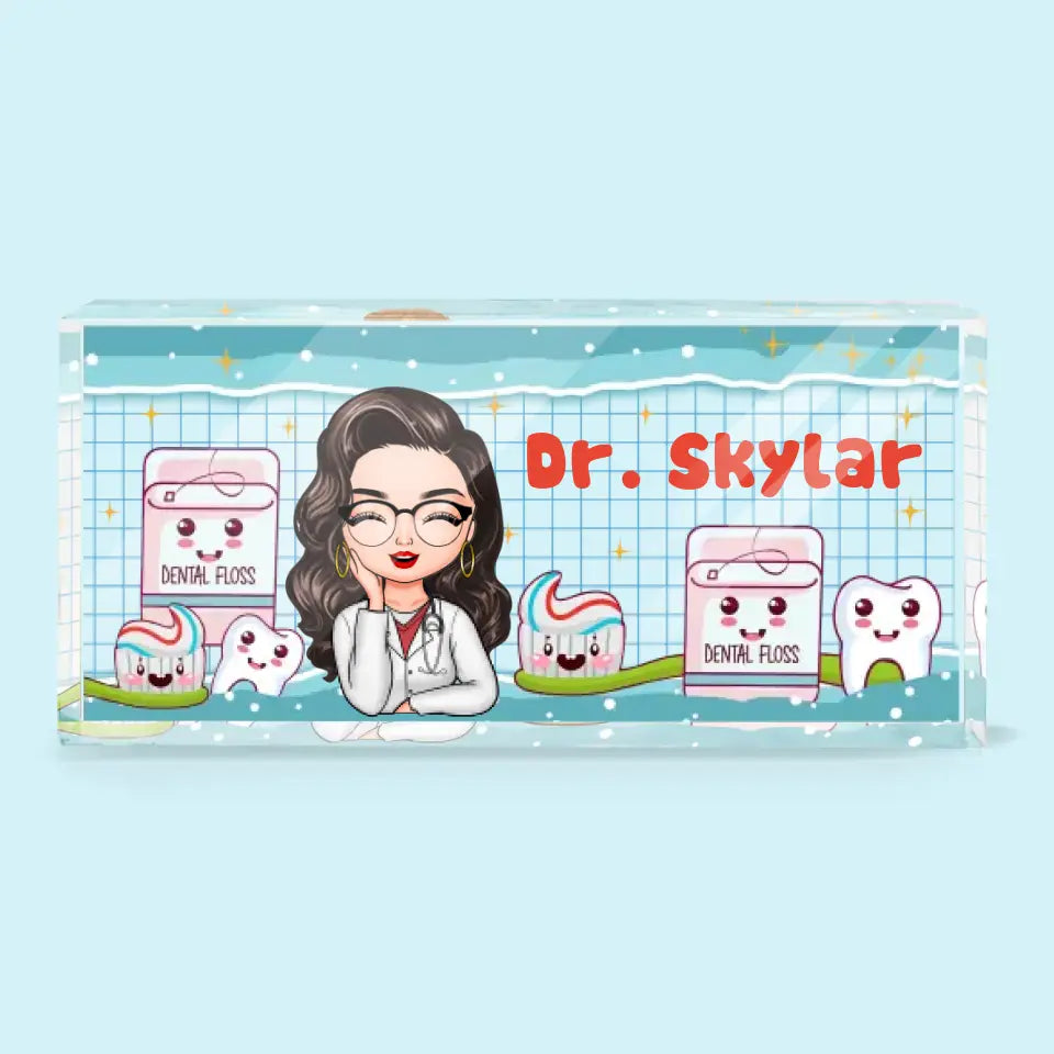 Personalized Custom Desk Plate - Office Decor For Dentist, Dental Assistant - Dental Floss