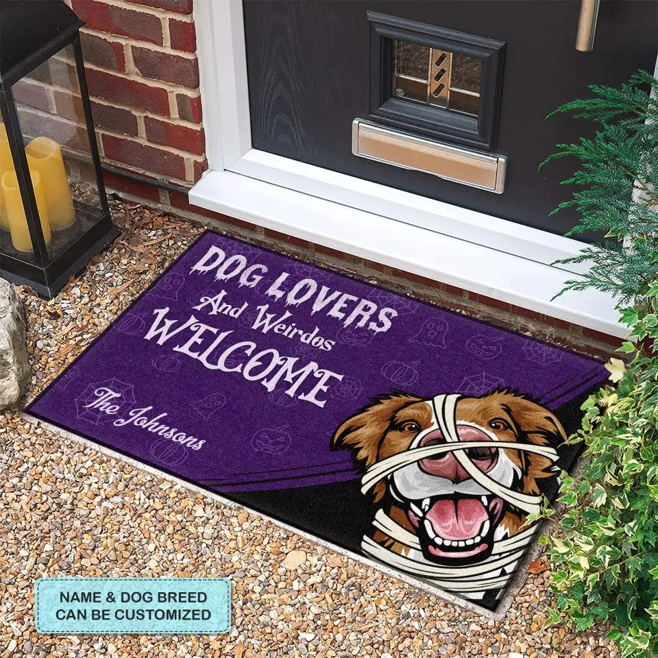 Personalized Custom Doormat - Halloween Gift For Dog Lover, Dog Dad, Dog Mom - Dog Lovers And Weirdors Welcome