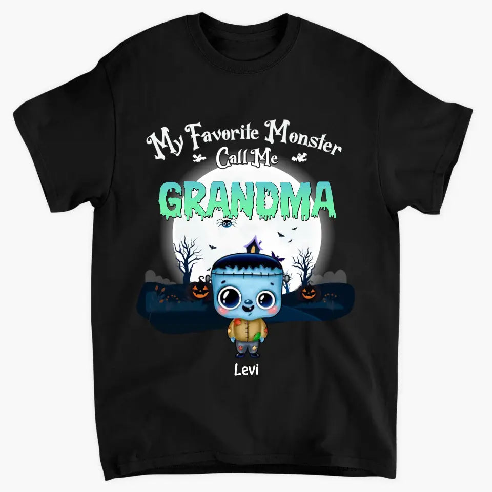 Personalized Custom T-shirt - Halloween, Appreciation Gift For Grandma - My Favorite Monsters Call Me Grandma